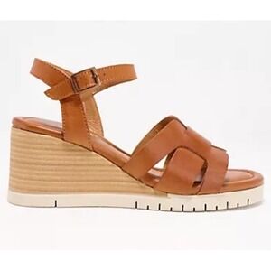 New Miz Mooz Mackenzie Leather Wedge Slingback Sandals Brown EU 39 US 8.5-9